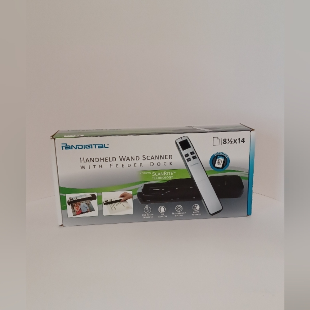 Pandigital Hand-Held Wand Scanner with Feeder Dock &, Red, PANSCN10RD NEW